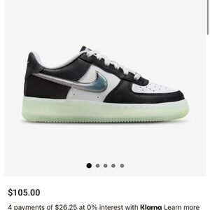 Nike Black and White Shoes with Iridescent Logo